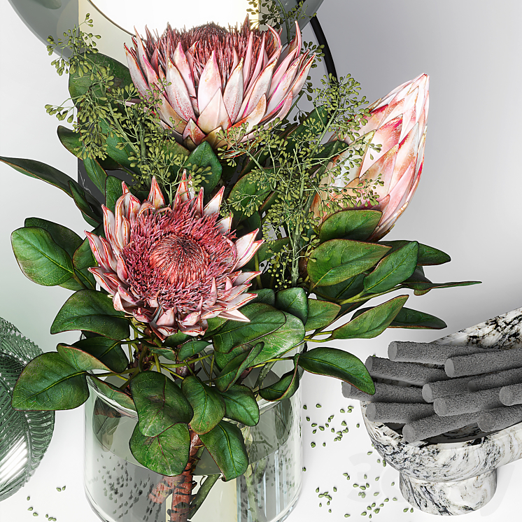 Decorative set 019 with a bouquet of proteus 3DS Max Model - thumbnail 2