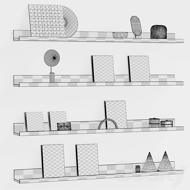 Decorative set 050 bookshelf 3DSMax File - thumbnail 6