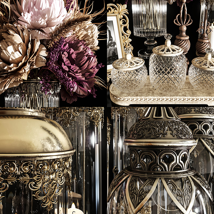 DECORATIVE SET 20 Dried flower antique lantern. 3DS Max Model - thumbnail 2