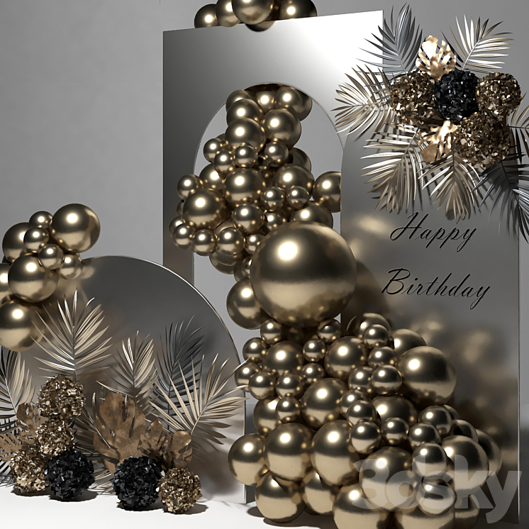 Decorative Set 24 – Birthday set 3DS Max Model - thumbnail 2