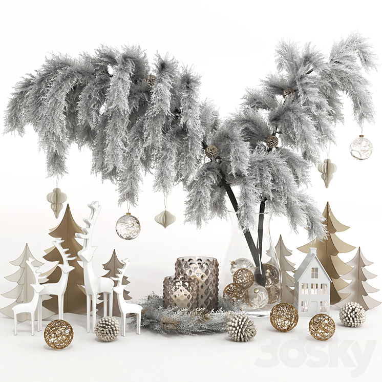 Decorative set 28 – Christmas Decoration 3DS Max Model - thumbnail 1