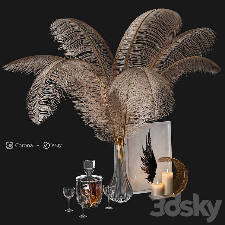 Decorative set B 3DS Max Model - thumbnail 1