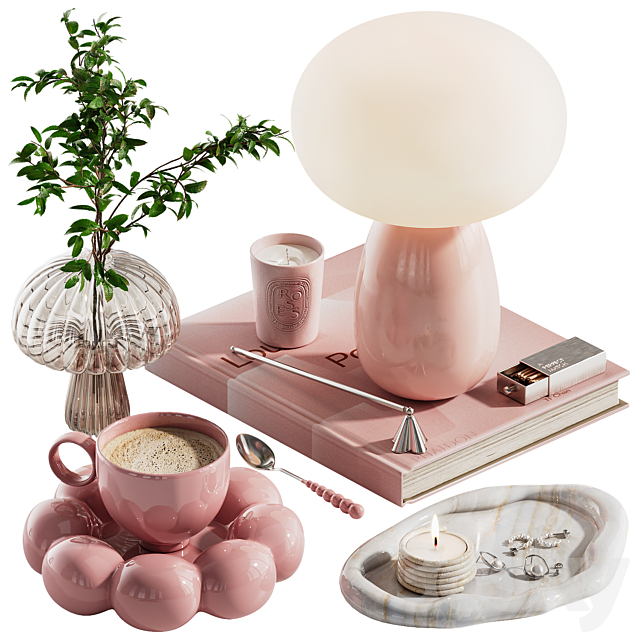 Decorative set ch2 in two colours: Pink\\Beige 3ds Max - thumbnail 1