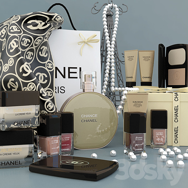 Decorative set CHANEL perfumes cosmetics 3DS Max Model - thumbnail 2