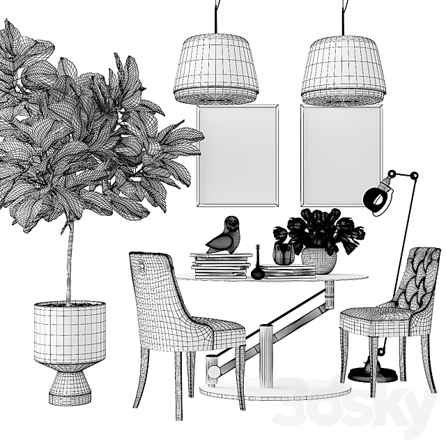 Decorative set. dining group 3DSMax File - thumbnail 3