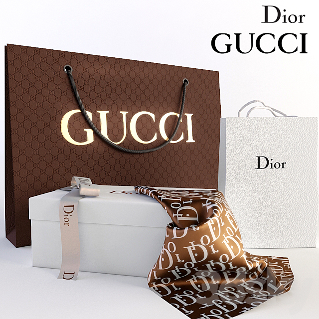 Decorative set Dior gucci 3DS Max Model - thumbnail 1