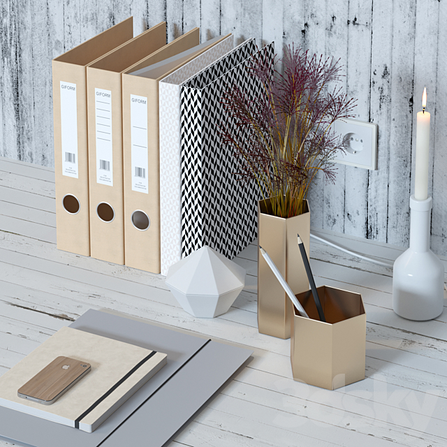 Decorative set for the office desk 3DSMax File - thumbnail 2