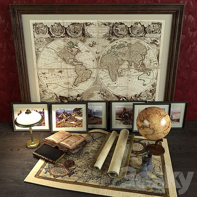 Decorative set geographer 3ds Max - thumbnail 1