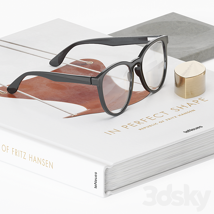 Decorative Set Glasses And Book 3DS Max Model - thumbnail 2