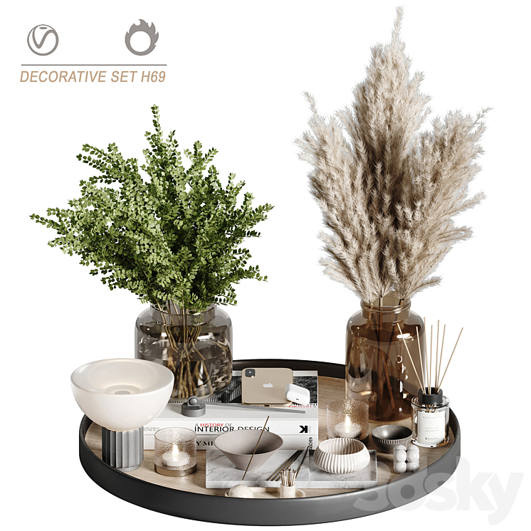 Decorative set H69 3DS Max Model - thumbnail 1