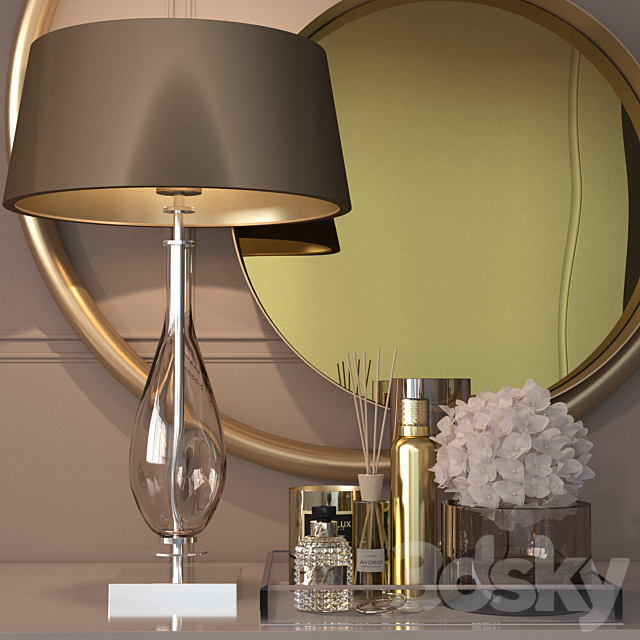 Decorative set in gold for the dressing table 3DSMax File - thumbnail 1