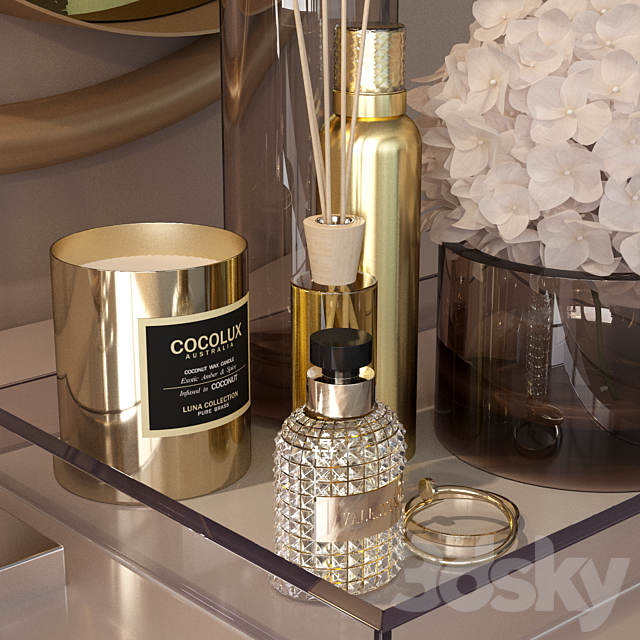 Decorative set in gold for the dressing table 3DSMax File - thumbnail 2