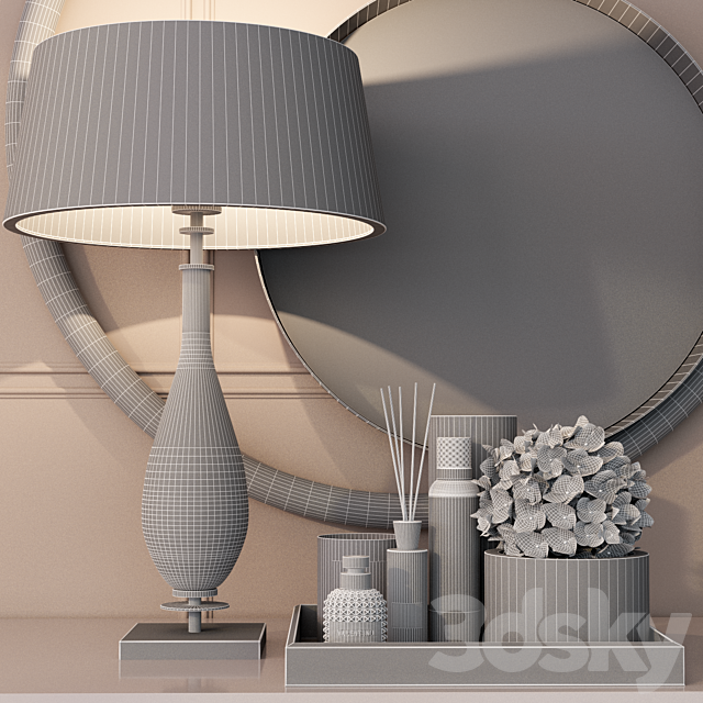 Decorative set in gold for the dressing table 3DSMax File - thumbnail 3