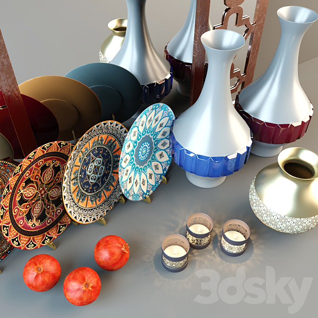 Decorative set in oriental style 3DS Max Model - thumbnail 2