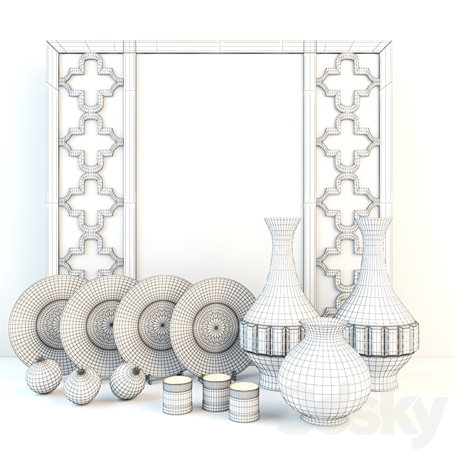 Decorative set in oriental style 3DS Max Model - thumbnail 3