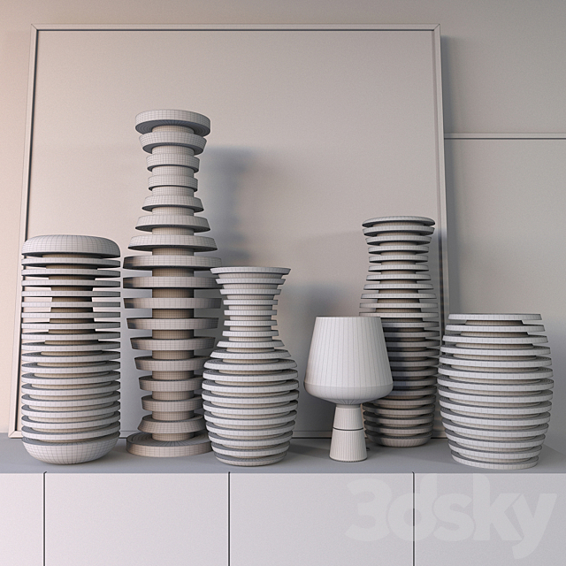 Decorative set of Vases 3DS Max Model - thumbnail 3