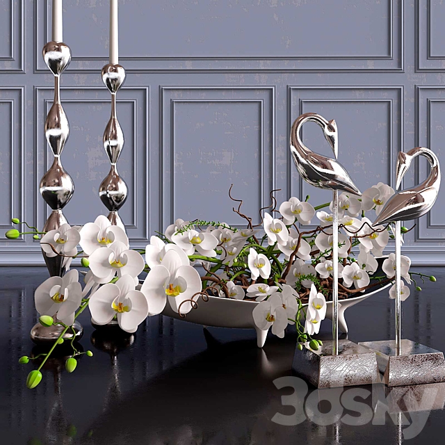 Decorative set. Orchid 3DS Max Model - thumbnail 1