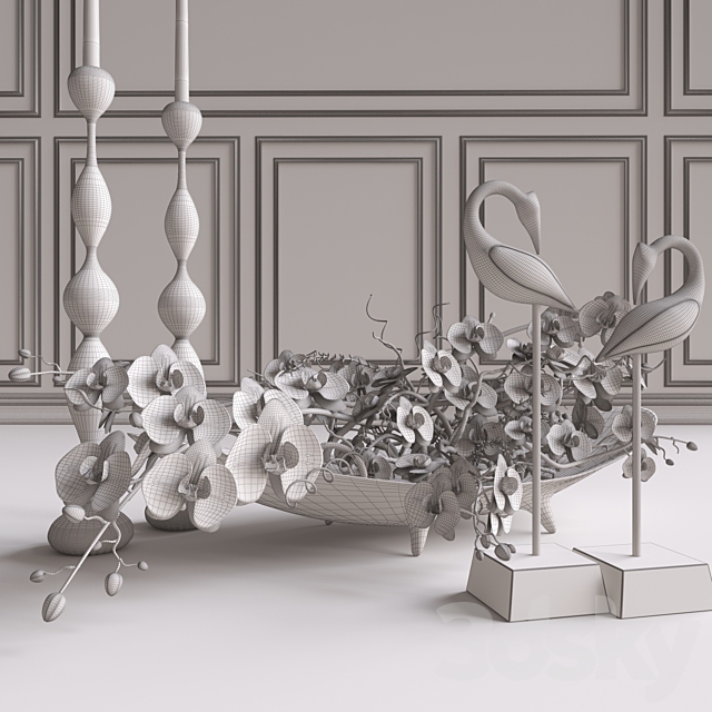 Decorative set. Orchid 3DS Max Model - thumbnail 2