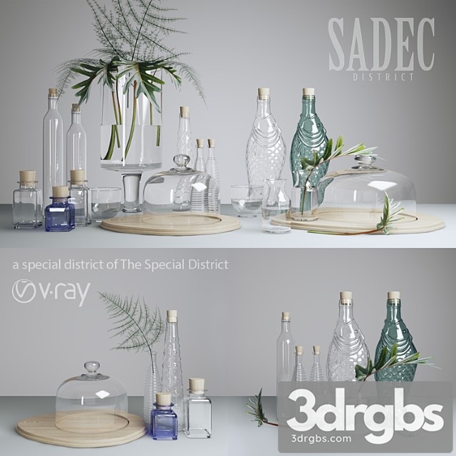 Decorative set Sadec district glassware 3dsmax Download - thumbnail 1