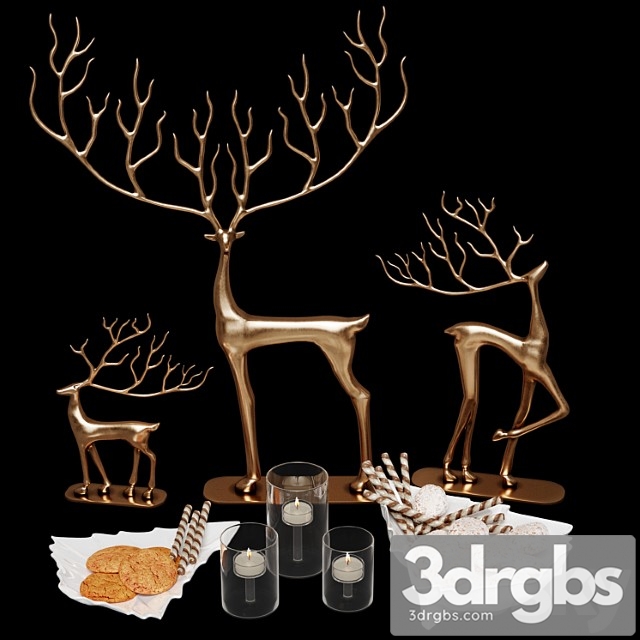 Decorative set Set with deer 3dsmax Download - thumbnail 1