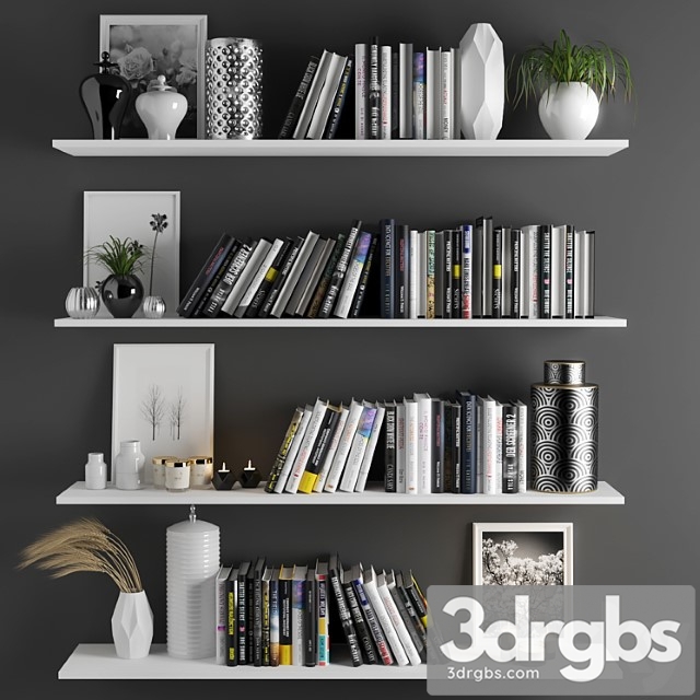 Decorative set Set1101 -book shelve 3dsmax Download - thumbnail 1