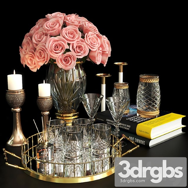 Decorative set Set419 -rose and gold 3dsmax Download - thumbnail 1