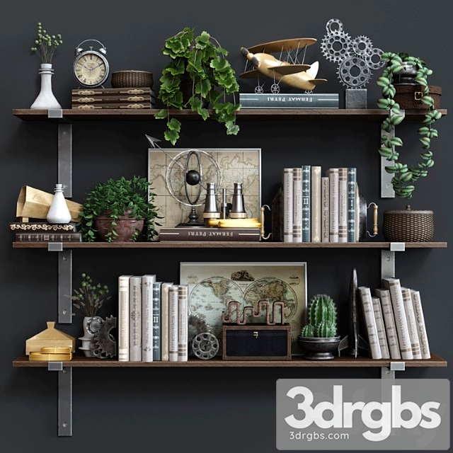 Decorative set Shelf industrial plank rh 3dsmax Download - thumbnail 1