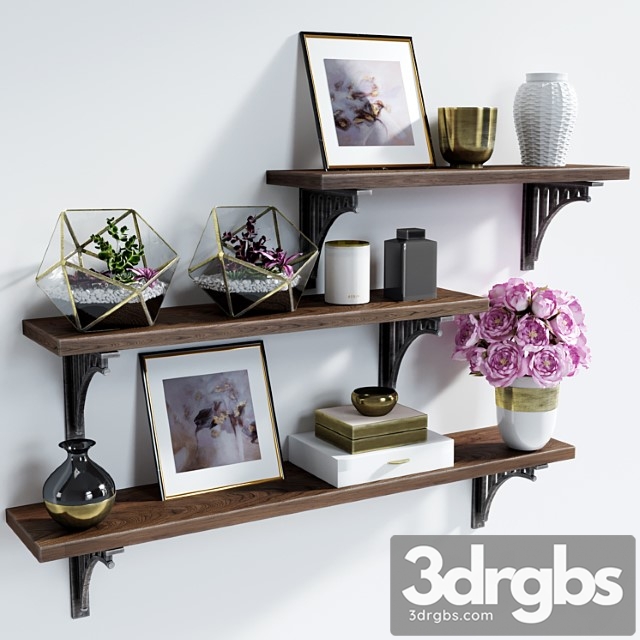 Decorative set Shelf pottery barn bridge bracket 3dsmax Download - thumbnail 1