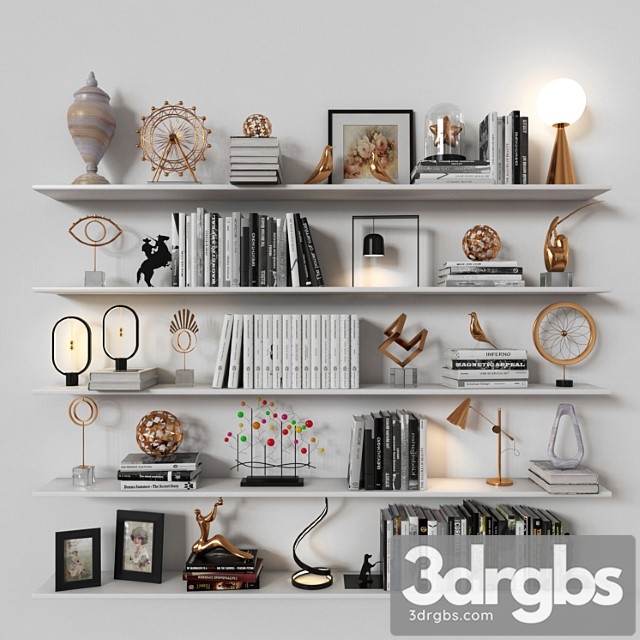 Decorative set Shelves 04 3dsmax Download - thumbnail 1