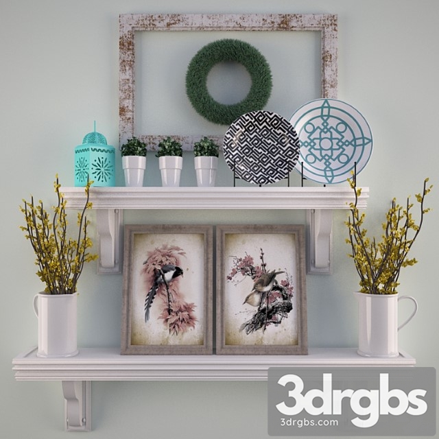 Decorative set Shelves for kitchen 3dsmax Download - thumbnail 1