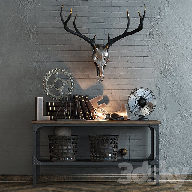 Decorative set with a deer skull 3DSMax File - thumbnail 1