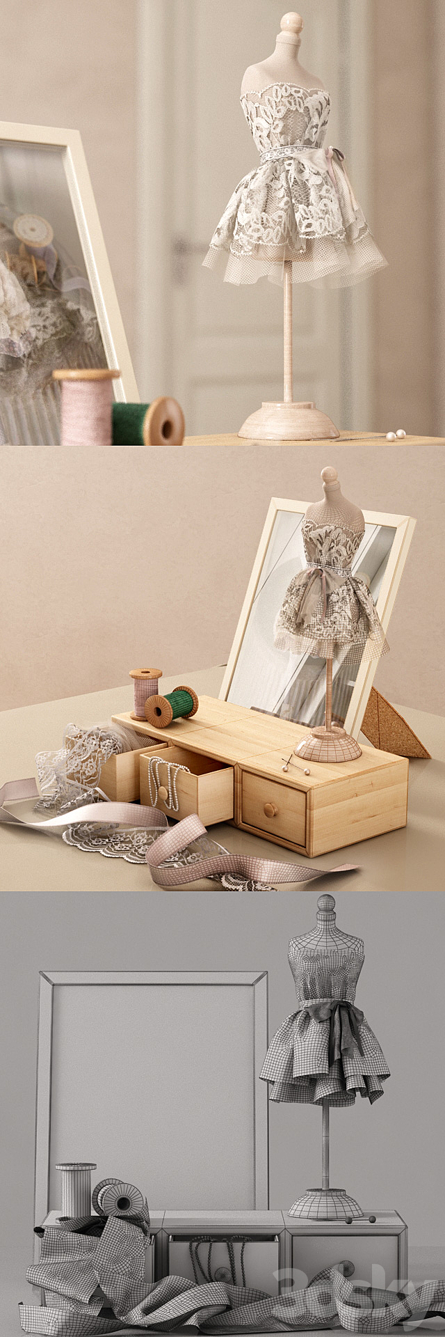 Decorative set with a mini mannequin 3DSMax File - thumbnail 2