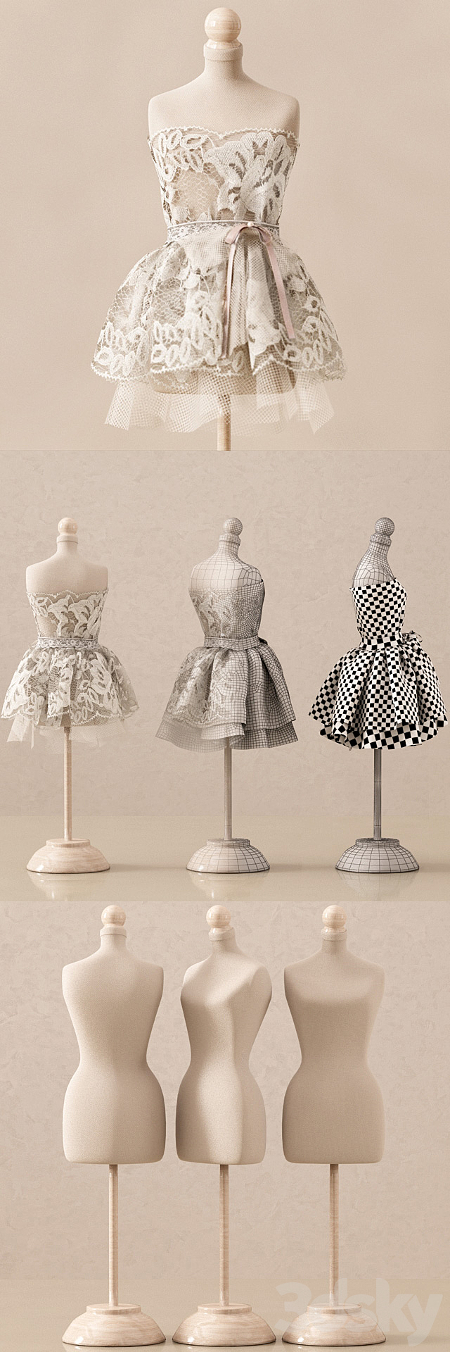 Decorative set with a mini mannequin 3DSMax File - thumbnail 3