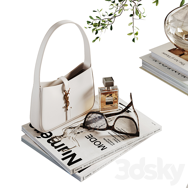 Decorative set with a small beige bag 3ds Max - thumbnail 2