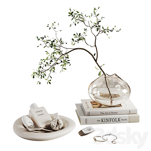 Decorative set with a small beige bag 3ds Max - thumbnail 3