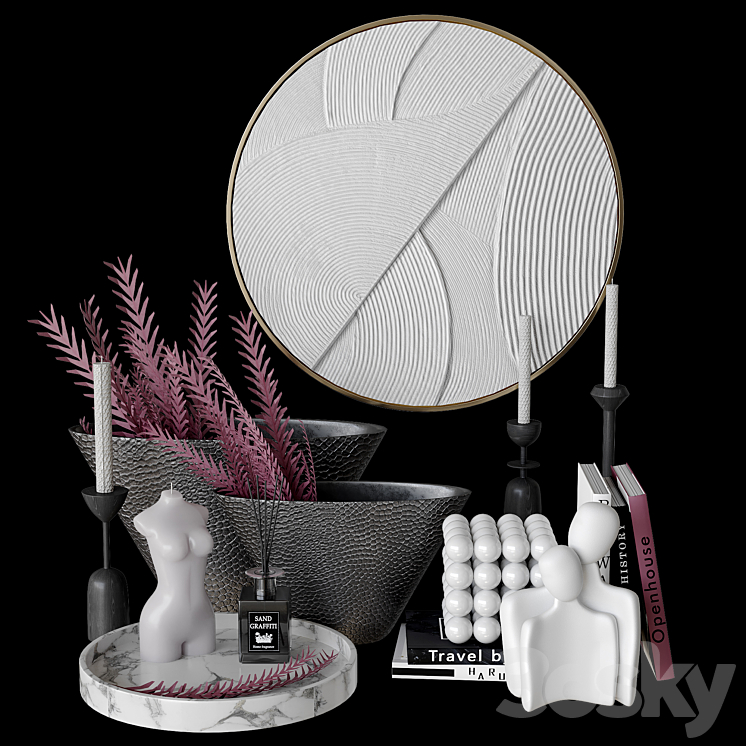 Decorative set with bas-relief 3DS Max Model - thumbnail 3