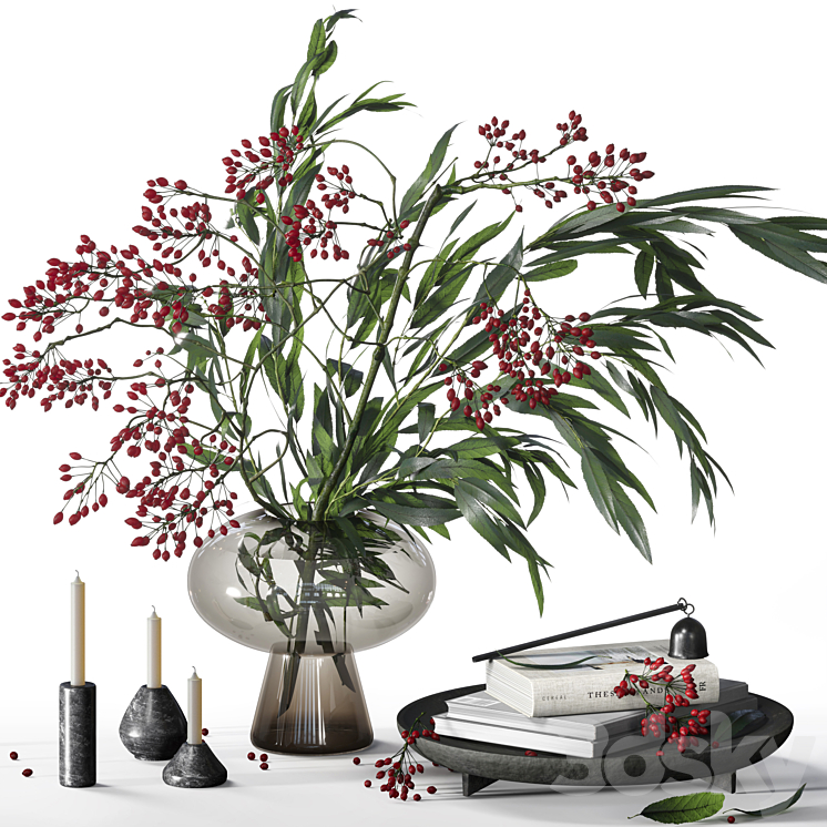 Decorative set with berry bouquet 031 3DS Max Model - thumbnail 1