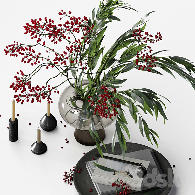 Decorative set with berry bouquet 031 3DS Max Model - thumbnail 2