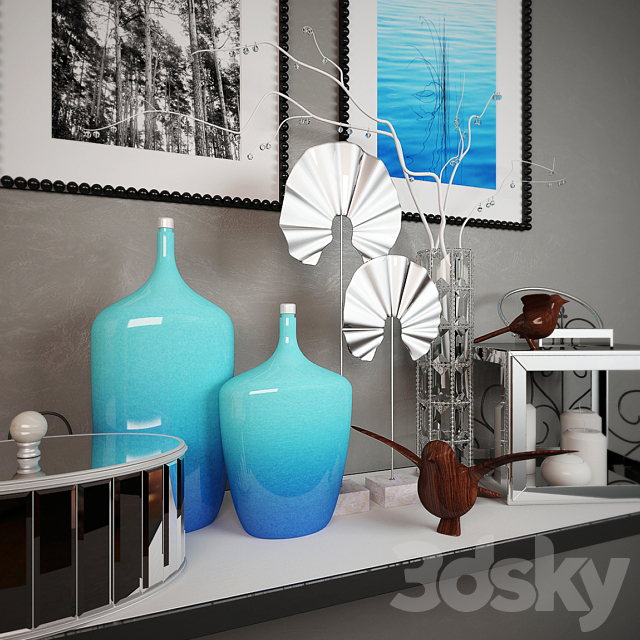 Decorative set with birds 3DS Max Model - thumbnail 2