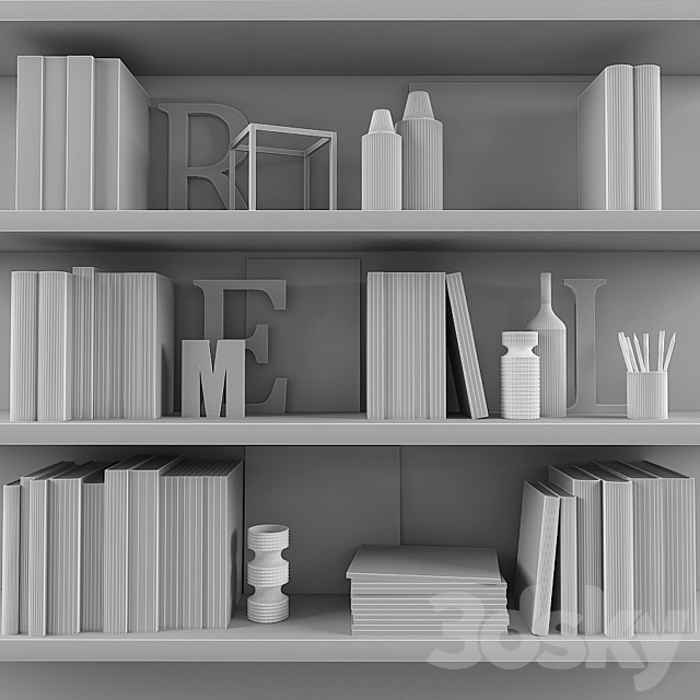 decorative set with books 3DSMax File - thumbnail 3