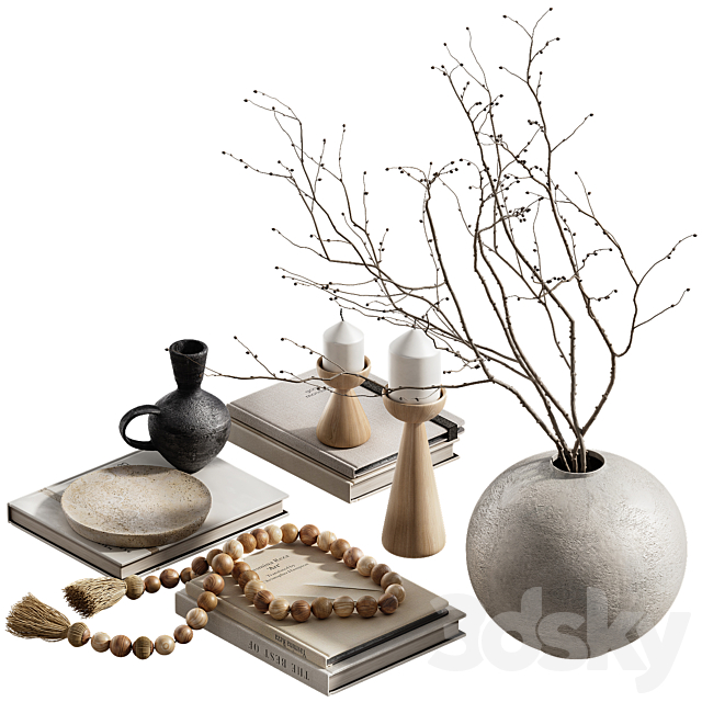 Decorative set with branches and beads 3ds Max - thumbnail 1