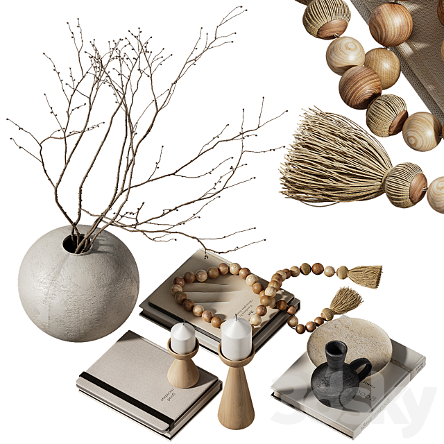 Decorative set with branches and beads 3ds Max - thumbnail 2