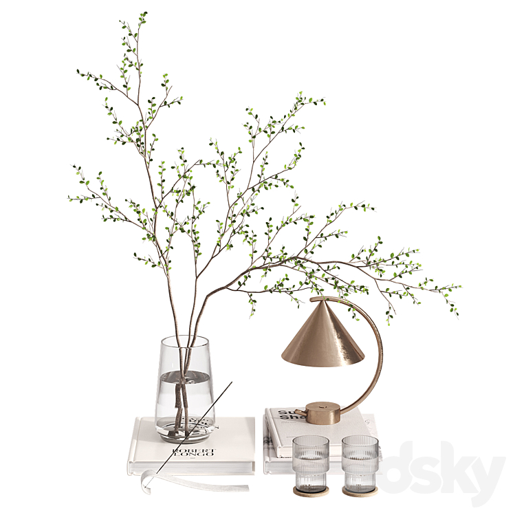 Decorative set with branches and Meridian Lamp 3DS Max Model - thumbnail 1