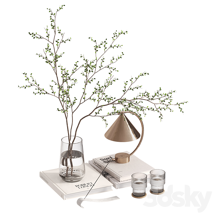 Decorative set with branches and Meridian Lamp 3DS Max Model - thumbnail 2