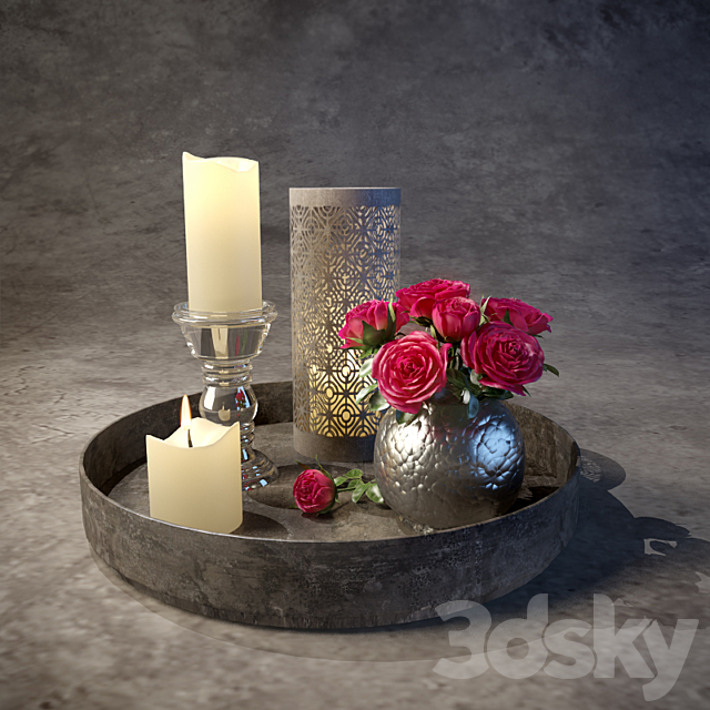 Decorative set with candles 3ds Max - thumbnail 1