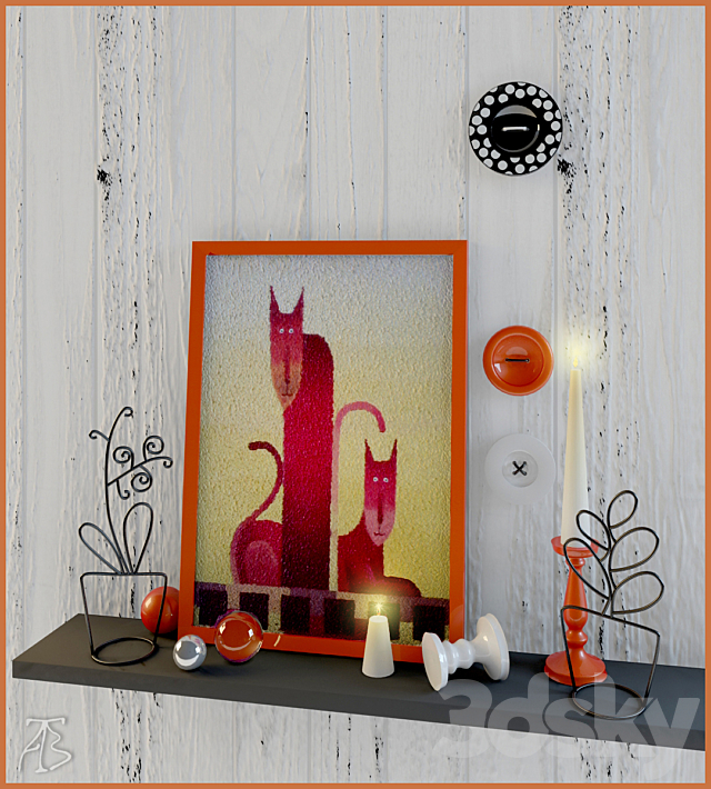 Decorative set with cats 3DSMax File - thumbnail 1