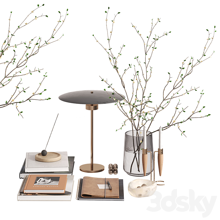 Decorative set with cherry branches 3DS Max Model - thumbnail 1