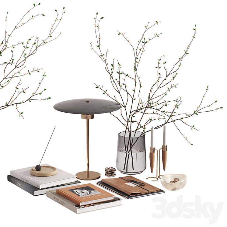 Decorative set with cherry branches 3DS Max Model - thumbnail 2