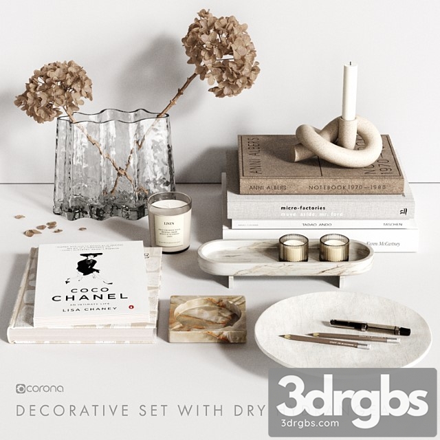 Decorative Set With Dry Hydrangea 3dsmax Download - thumbnail 1