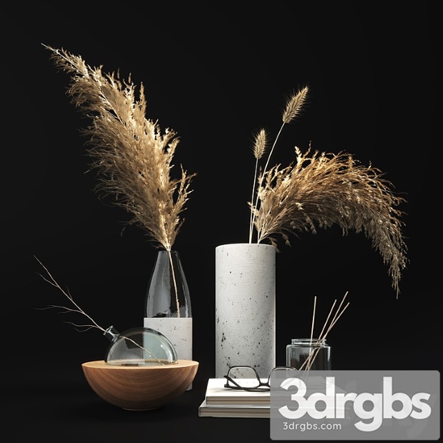 Decorative set with dry plants 01 3dsmax Download - thumbnail 1